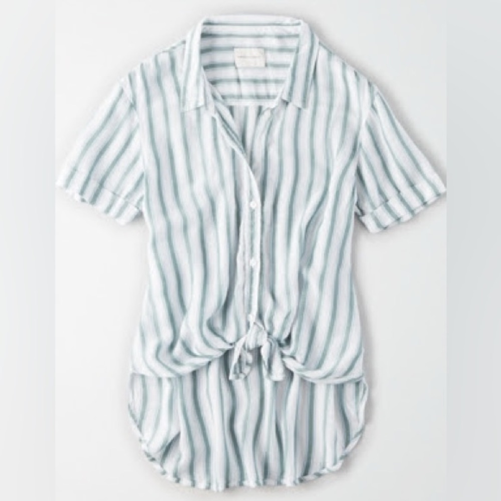 American Eagle Outfitters Striped Short Sleeve Button Up Shirt